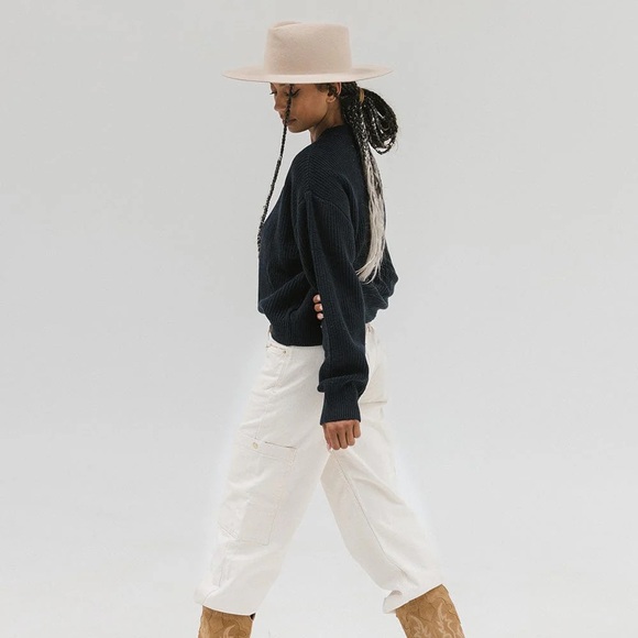 New Gigi Pip DAKOTA TRIANGLE CROWN HAT - CREAM BLEMISHED - Picture 3 of 7